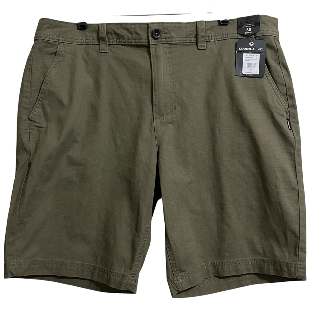 NWT O'Neill Men's Standard Fit Stretch Army Green Below The Knee 20” Shorts 38